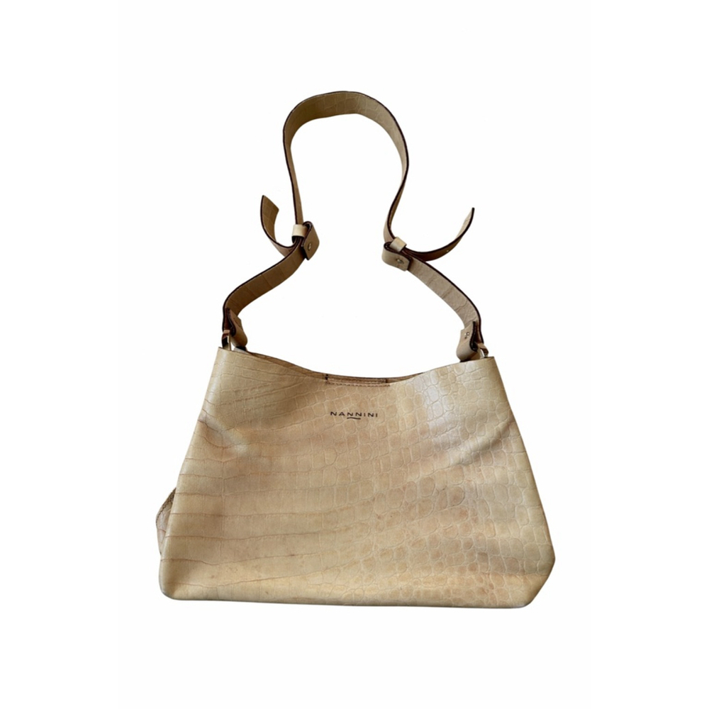 Nannini Italian Leather Shoulder Bag Croc Embossed Made in Italy